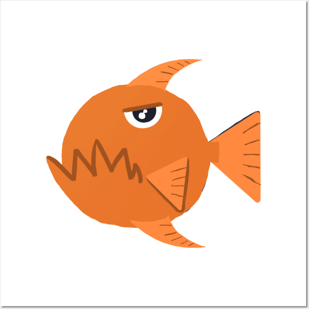 Piranha Fish Digital Illustration Wall Art by Blue Moon Barn